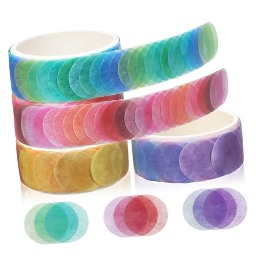 FUNNETOYU 4 ロール水果硬糖 巻 手帳用和テープ ドット柄 高粘着 ジャーナリング