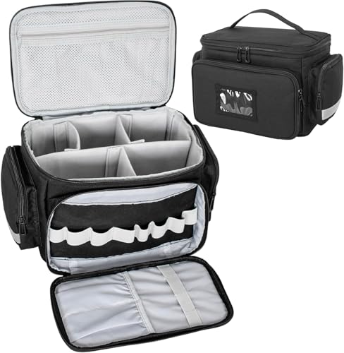 Medical Bag for Nurses & Doctors Empty First Aid Bag with Removable Dividers Portable Medical Supplies Organiser for Home Health Care Travel Community Nurse Home Visit or Emergency Use Black