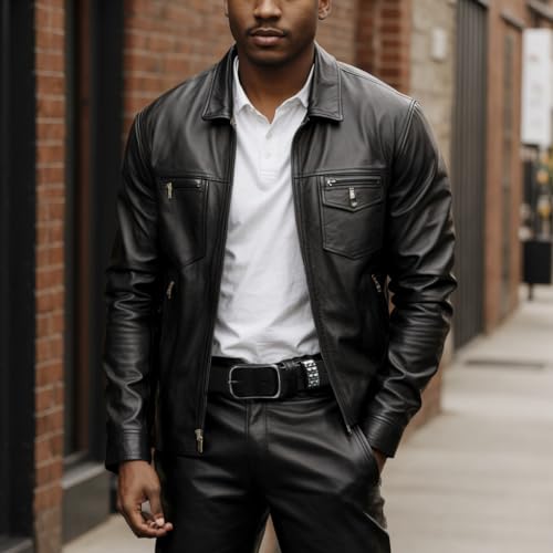 Mens Full Grain Leather Belt Studded Belts for Men Jeans Casual 1 1/2" Wide Wide3