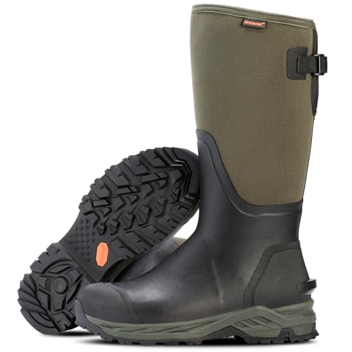 Showave Men's Rubber Hunting Boots, Waterproof Rain Boots Insulated Neoprene Mud Boot, Durable Arctic Outdoor Working Boot with Steel Shank