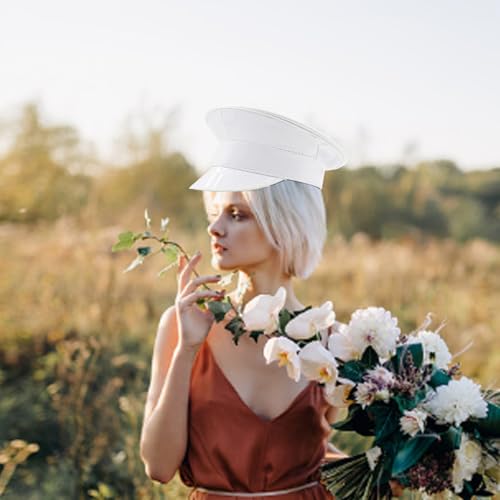 Shimmering Marine Hat Fashion PU Leather Flat Top for Carnival Party Music Festival Stage for Theme Events Theme Party Costume Hat2