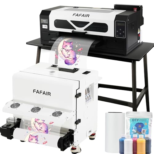 Image of FAFAIR A3 DTF Printer with Powder Shaker, High-Speed XP600 Printhead, DTF Transfer Machine with White Ink Mixing System & Automatic Clean (Printer+Software+Shaker)