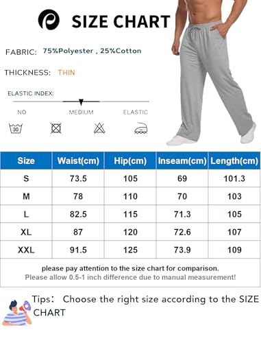 PINSPARK Pantalones de chándal Hombre Entrenamiento Deportivos algodón Largos Informales Holgados Anchos Fitness Yoga Estar por casa S-XXL - imagen 6
