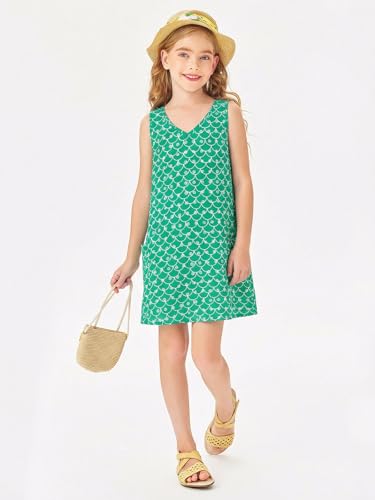 Image of Batermoon Girls Swim Cover Up V Neck Swiss Polka Dot Summer Beach Dress | Kids Cover-Ups, Sleeveless Vacation Swimwuits, Boho Cute Dresses with Pockets 4-14 Years