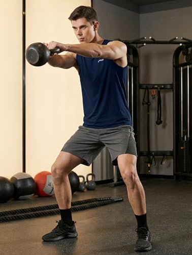 Image of DEMOZU Men's Sleeveless Workout Swim Shirt Quick Dry Athletic Muscle Beach Tank Top Big and Tall