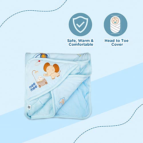 Image of Mee Mee 3 in 1 Baby Bed | Sleeping Bag & Carry Nest | Hooded Wrapper for Newborn Baby | Warm and Soft Swaddle Wrapper | Double Layered Sleeping Bag for Newborn Babies, Blue