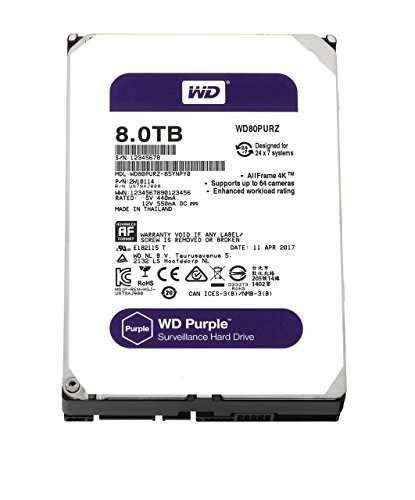 Image of WD Purple 8TB Surveillance Hard Disk Drive - 5400 RPM Class SATA 6 Gb /s 128MB Cache 3.5 Inch - WD80PURZ (Renewed)