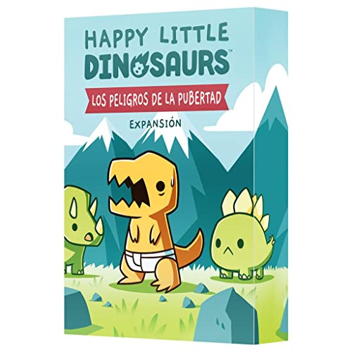 TeeTurtle | Happy Little Dinosaurs Los Peligros de la Pubertad | Expansión | Juego de Cartas para Adultos y Nños | A Partir de 8 Años | De 2 a 4 Jugadores | 30-60 Minutos por Partida | Español