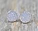 White Lilac Natural Druzy Stud Earrings- Real Genuine Druzy Quartz Gemstone- 8mm- Women's Jewelry Gift Idea- Stocking Stuffer-Holiday