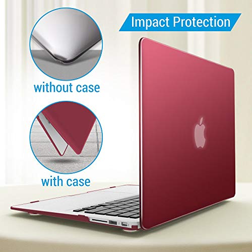Ibenzer Compatible With Macbook Air 11 Inch Case Model A1370 A1465, Soft Touch Plastic Hard Shell Case Bundle With Keyboard Cover For Mac Air 11, Wine Red, A11Wr+1 #TOP7