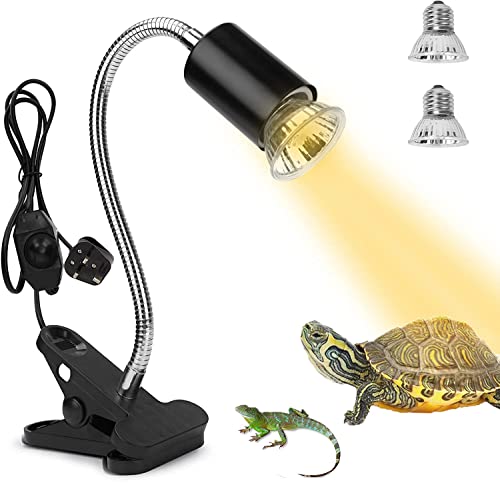 Tortoise Heat Lamp Basking Lamp, 2 Bulb 25W 50 W UVA UVB Light Lamp, Heat Spotlight Reptile Light Aquarium Basking Light with Holder for Tortoise Bell Turtle Snake Lizards Terrarium Amphibian