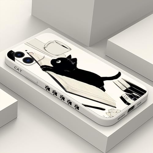 Coque silicone iPhone 11 chat blanc avec doublure microfibre douce premium