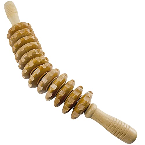 Appareil de Massage Roller Manuel,Rouleau de Massage,Masseur anti-cellulite,soulagement des douleurs musculaires et détente,Bois 43cm…