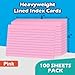 Pink Index Cards 4x6 Lined Ruled Flash Note Cards 100 Count, 220 GSM Heavy Weight