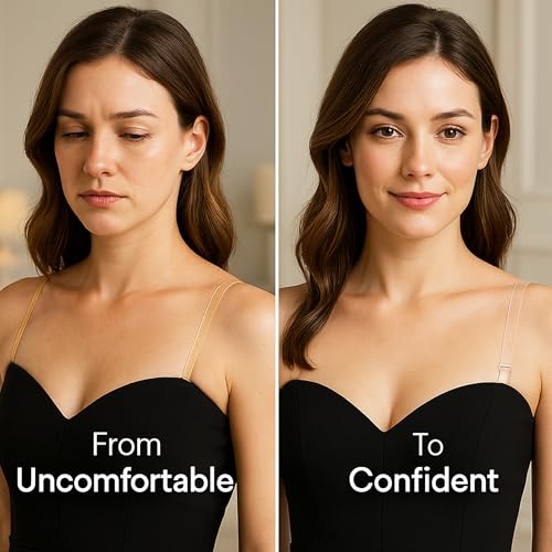 Fashion First Aid Clearly Gone Invisible Clear Bra Straps for Women – 3/4 Inch Wide with Metal Hooks – Adjustable Transparent Strap Pair for Strapless and Convertible Bras4
