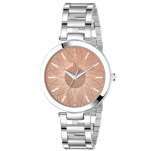 Image of Acnos Silver Plated Mesh Chain Analog Watch for Women - Black /Blue /White /Pink /Brown Dial