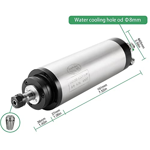 Cnc Spindle Motor Kits, 110V 0.8Kw 65Mm Water Cooled Spindle Motor Cnc Motor +110V 1.5Kw Vfd+Clamp Mount +Water Pump+ Water Pipe+Er11 Collet Set + Drill Bits+ Wires+Wrenches For Cnc Router Machine #TOP6