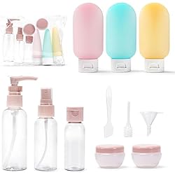 Dispensadores De Gel Y Champu Para Hoteles SCLLNDA Botellas de Viaje Silicona 11 Pack, Juego de Botellas de Viaje, Accesorios Viaje Botes con Botes para Gel y Champu, Botellas Viaje Avion para Gel, Champús, Lociones y Artículos de Tocador