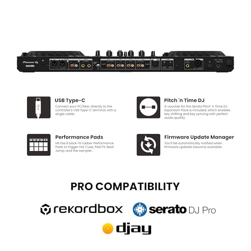 Image of Pioneer DJ DDJ-FLX10 4-Channel Professional DJ Controller - Black Bundle with Carrying Case, HDJ-CUE1 Headphones, XLR Cable, and Austin Bazaar Polishing Cloth