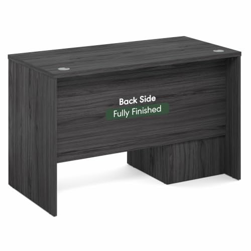 Image of Furinno Roger 47 Inch Executive Desk with File Cabinet, Home Office Desk with 3-Drawer Fixed Pedestal Filing Cabinet, Desk Cord Grommet, for Home Office, Coastal Grey