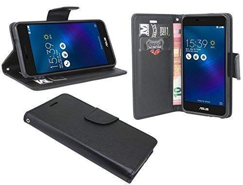 cofi1453 Elegante Buch-Tasche Hülle kompatibel mit ASUS ZENFONE 3 MAX (ZC520TL) Schwarz Leder Optik Wallet Book-Style Cover Schale