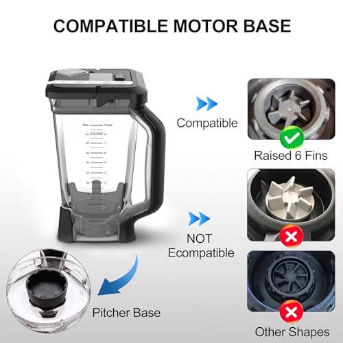 Image of Replacement Parts Compatible with Ninja Blender - 72oz Pitcher with Locking Lid, Vaso de Licuadora Ninja Blenders Cups Compatible with4rfwefddd