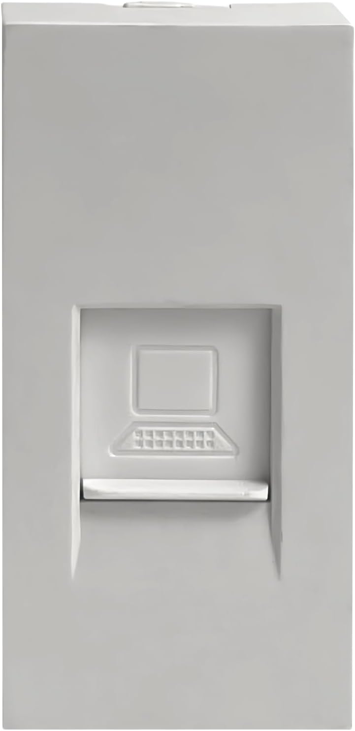 8mm Thick Stainless Steel Wall Socket Panel – 13A Single/Double Gang Power Outlet Switch, Compatible with UK/FR/EU/US/Universal Standard, Brushed Metal Finish, Durable Flush Mount (Computer-Socket)