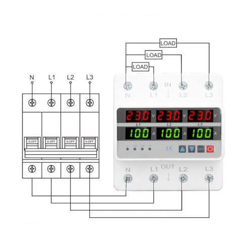 Protecteur de courant triphasé Rail DIN 100A boîtier de commande électrique - 5