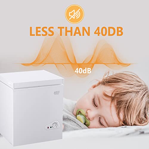 Krib Bling 3.5 Cu.ft Compact Chest Freezer With Basket, Top Door Open Freestanding Deep Freezer With 6 Level Temperature Adjustment, Ideal For Home, Kitchen, Office, White #TOP4