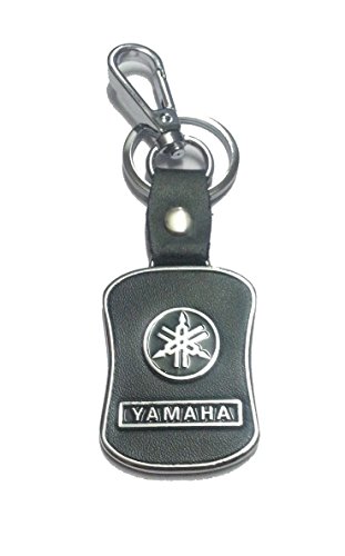 Image of Asier Key Chain for Yamaha Car Bike Black Leather Keychain Key Ring with Hook (Yamaha)