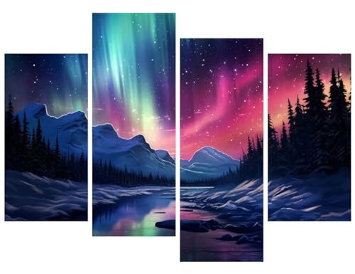 5D aurore Diamond Painting Adulte grand format avec strass brillants complet 4 pièces