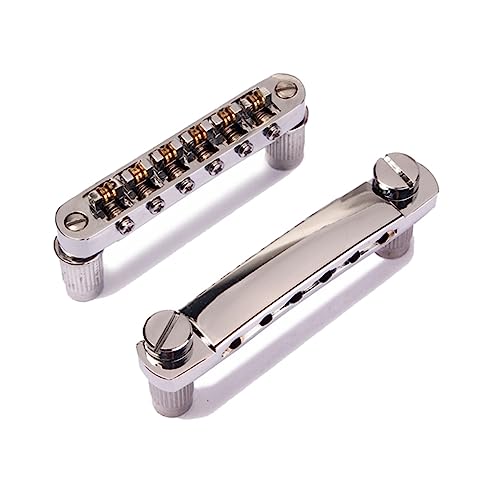 LIFKOME ローラーサドルブリッジ ギターテールピース 交換用 ブリッジユニット クローム仕上げ 適合 スル エレキギター ダイキャスト 亜合製