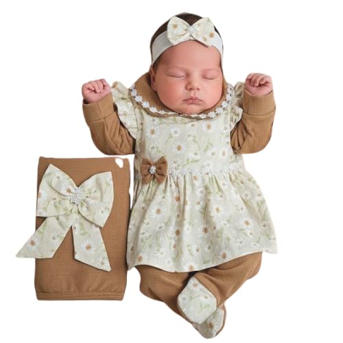 Saída de Maternidade Sintonia Floral Marrom com Manta