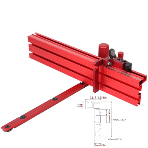Tischsägen Gehrungslehre, Präzisions-Gehrungslehrensystem mit Mehrfach-T-Nut-Anschlag mit Skala und T-Nut-Anschlag, kompatibel mit Tischkreissägen, Bandsägen und Frästischen, Table Saw Miter Gauge