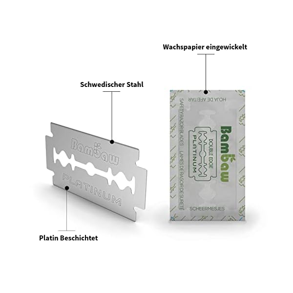 Rasierhobel Klingen | 100 universale Rasierklinge - Vorrat für 18 bis 24 Monate | Damen & Herren für Hobel & Rasierer | Double Edge Safety Razor Blades | Bambaw – Bild 5