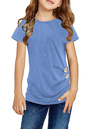 Image of Ecokauer Girls Casual Tunic Tops Knot Front Long Sleeve Loose Soft Blouse T-Shirt Size 4-13