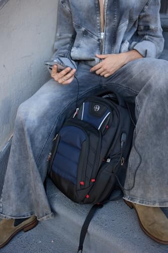Image of Swissdigital Design Men's Laptop Backpack for Women,Large Capacity Business Travel Backpack Black /Blue | J14-12