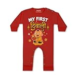 ARVESA My First Diwali D-2067 Single Jumpsuit Bodysuit, Sleepsuits, Rompers For New Born Baby Clothes 0-3 Months Unisex Stylish Dress For Baby Boy & Girl, Newborn Infant Outfit