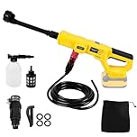 Cordless Pressure Washer for Dewalt 20V Battery, 21000RPM 1000 PSI Portable Handheld Power Washer with 6-in-1 Nozzle & Foam Pot for Car Fence Floor Garden Cleaning (No Battery)