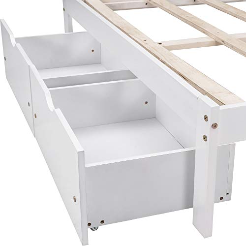 Softsea Full Platform Bed Frame With Drawers, Full Size Bed With Headboard/Slat Support/Mattress Foundation For Kids Teen, No Box Spring Needed (Full, White) #TOP6