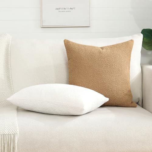 Artscope Pack of 2 Textured Boucle Cushion Covers Square Pillow Cases Cozy Soft Decorative Couch Pillow Covers for Chair Sofa Bedroom Living Room Home Decor 45x45cm, Ivory White - Cosy Home Interiors Artscope Pack of 2 Textured Boucle Cushion Covers Square Pillow Cases Cozy Soft Decorative Couch Pillow Covers for Chair Sofa Bedroom Living Room Home Decor 45x45cm, Ivory White - Image 6