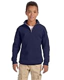 Jerzees Big Boys Quarter-Zip Cadet Collar Sweatshirt, J. Navy, Large