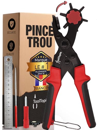 Pince perforatrice, poinçonneuse, kit complet, pour cuir, papier, ceinture, tissu, biothane, cuir synthétique, etc., avec levier confortable