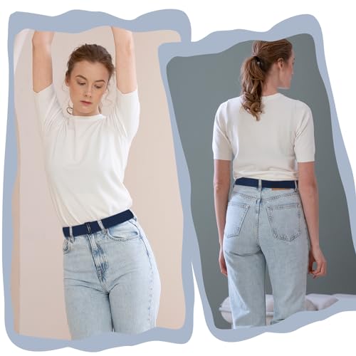 2PCS Women Invisible Belts, Adjustable Elastic Belt No Show Stretch Waist Belt Flat Buckle for Pants Jeans Dresses2