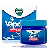 Vicks VapoRub Nasal Decongestant, Cough Suppressant, Relief from Cold, Aches, & Pains, Chest Rub Ointment, Original scent, 50 g/57 mL
