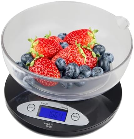 Smart Weigh Food Kitchen Scale with Bowl,11lb x 0.1oz / 5000 x 1g...