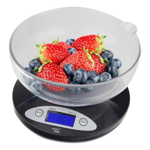 Smart Weigh Food Kitchen Scale with Bowl,11lb x 0.1oz / 5000 x 1grams, Digital Weight Scale for Baking,Cooking for Ounces and Grams Cover