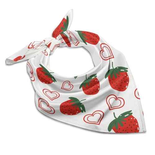 Csemeie Cute Strawberry Pattern Bandana Hair Scarf Headband Adjustable Neckerchief for Men Women Decor