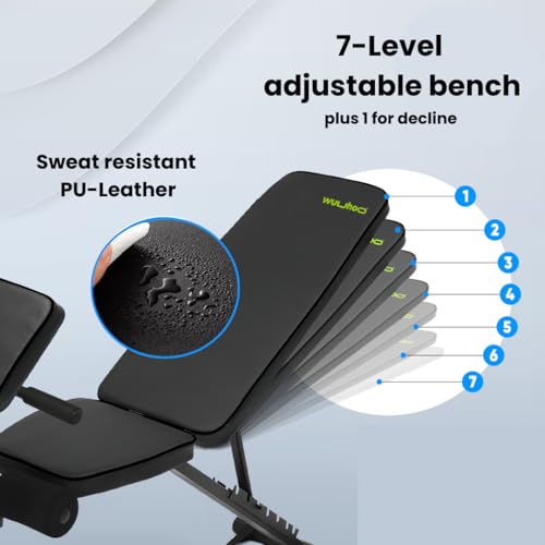 wuuhoo® Hantelbank Apex – Verstellbare Trainingsbank mit Resistenzbänder, Bizeps-Polster und ergonomischer Polsterung für vielseitiges Heimtraining – Bild 6