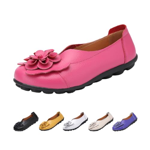 Image of MOYOWEI Women's Leather Slip On Loafers Colorful Flat Shoes